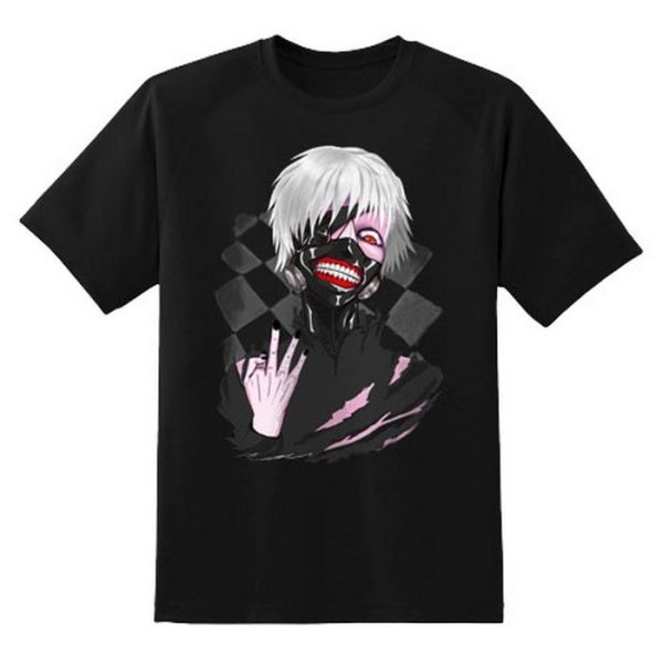 Tricou negru imprimat Kaneki din Tokyo Ghoul