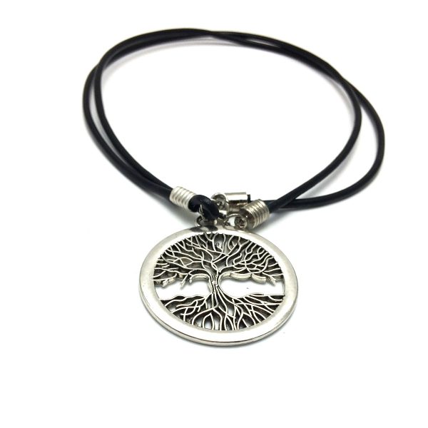 Medalion cu snur negru tree of life