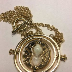 Medalion Clepsidra timpului Harry Potter Metal auriu nisip alb-0