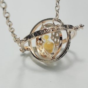 Medalion Clepsidra timpului Harry Potter Metal auriu nisip galben-0