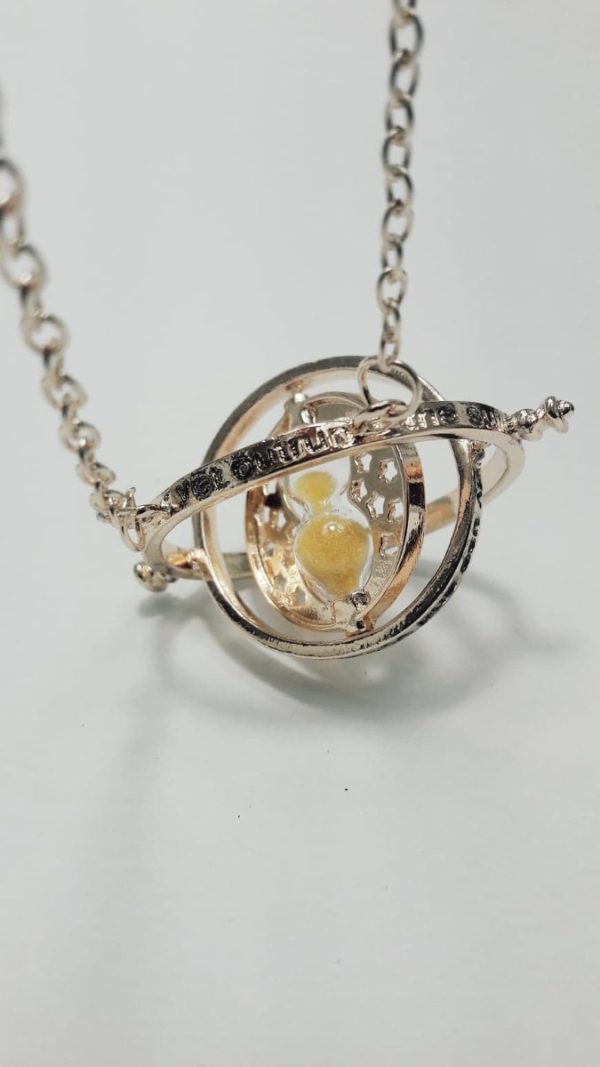 Medalion Clepsidra timpului Harry Potter Metal auriu nisip galben-0