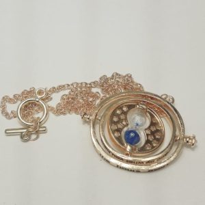 Medalion Clepsidra timpului Harry Potter Metal auriu nisip albastru -0