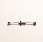 Piercing industrial argintiu/negru cu cruce - imagine 2