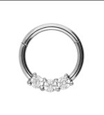 Cercel cu balama cu 3 pietre in rand