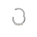 Cercel cu balama cu 3 pietre in rand - imagine 2