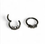 Cercel cu balama cu 3 pietre in rand - imagine 3