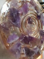 Colier handmade din rasina Spirală din cupru cu Ametist Natural - imagine 5