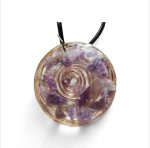 Colier handmade din rasina Spirală din cupru cu Ametist Natural - imagine 4