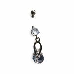Piercing Buric din Inox cu Zirconiu Cubic și Pandantiv Rotativ - Crystal Spin Drop