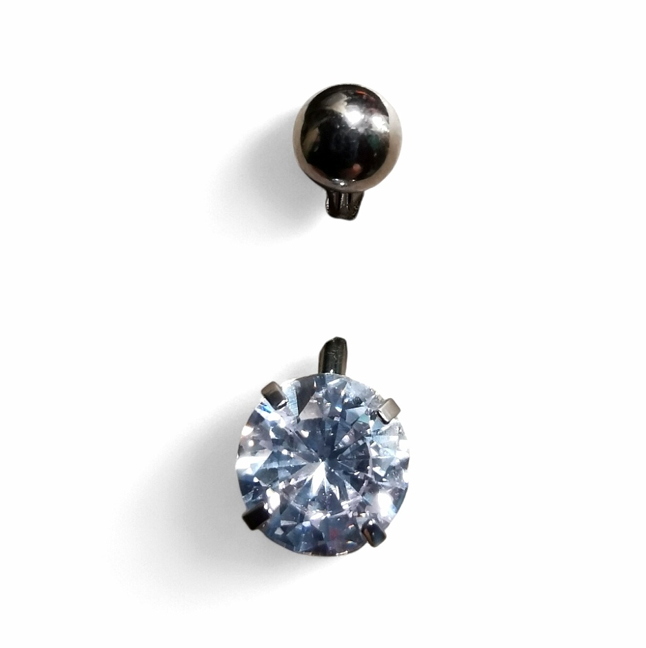 Piercing Buric din Inox cu Zirconiu Cubic – Classic Diamond Shine