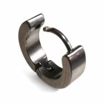 Cercel Punk din Inox Hoop – Negru sau Argintiu, Închidere Click - imagine 4