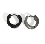 Cercel Punk din Inox Hoop – Negru sau Argintiu, Închidere Click - imagine 3