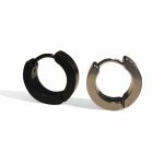 Cercel Punk din Inox Hoop – Negru sau Argintiu, Închidere Click - imagine 2